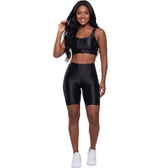 Conjunto Fitness Top e Bermuda New Zig 3D Vekyo Compressão Roupa Para Academia Treino Moda Feminina - Foto 1