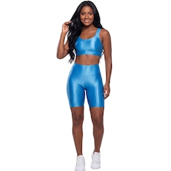 Conjunto Fitness Top e Bermuda New Zig 3D Vekyo Compressão Roupa Para Academia Treino Moda Feminina - Foto 1