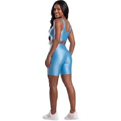 Conjunto Fitness Top e Bermuda New Zig 3D Vekyo Compressão Roupa Para Academia Treino Moda Feminina - Foto 3