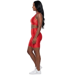 Conjunto Fitness Top e Bermuda New Zig 3D Vekyo Compressão Roupa Para Academia Treino Moda Feminina - Foto 2