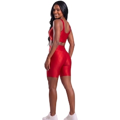 Conjunto Fitness Top e Bermuda New Zig 3D Vekyo Compressão Roupa Para Academia Treino Moda Feminina - Foto 3