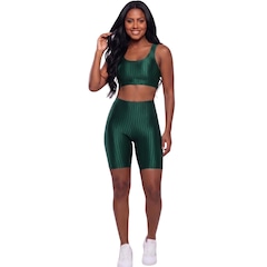 Conjunto Fitness Top e Bermuda New Zig 3D Vekyo Compressão Roupa Para Academia Treino Moda Feminina - Foto 1