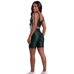 Conjunto Fitness Top e Bermuda New Zig 3D Vekyo Compressão Roupa Para Academia Treino Moda Feminina - Foto 3