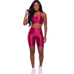Conjunto Fitness Top e Bermuda New Zig 3D Vekyo Compressão Roupa Para Academia Treino Moda Feminina - Foto 1
