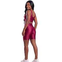 Conjunto Fitness Top e Bermuda New Zig 3D Vekyo Compressão Roupa Para Academia Treino Moda Feminina - Foto 3