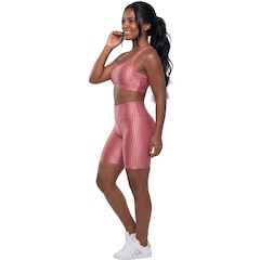 Conjunto Fitness Top e Bermuda New Zig 3D Vekyo Compressão Roupa Para Academia Treino Moda Feminina - Foto 2