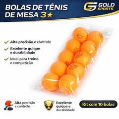 Kit 10 Bolas de Tênis de Mesa 3 Estrelas Gold Sports Huieson 40+ ABS Premium - Foto 2