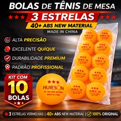 Kit 10 Bolas de Tênis de Mesa 3 Estrelas Gold Sports Huieson 40+ ABS Premium - Foto 3