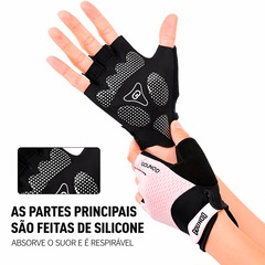 Luvas Esortica Gold Sports Gounod VII Gel Meio Dedos Anti Slip Com Silicone e Respirável - Foto 3