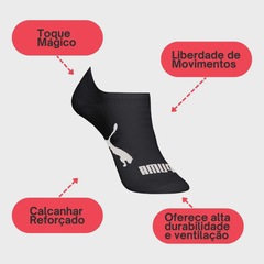 Kit 3 pares Meia Puma Sapatilha Invisível  Cano Curto- Infantil - Foto 2