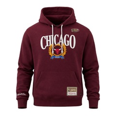 Blusão de Moletom Com Capuz NBA Chicago Bulls Collegiate Bordô - Masculino - Foto 1