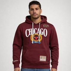 Blusão de Moletom Com Capuz NBA Chicago Bulls Collegiate Bordô - Masculino - Foto 3