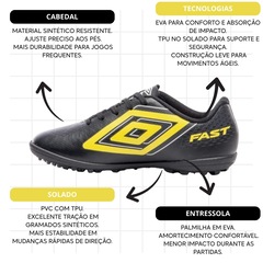 Chuteira de Society Infantil Fast Ii Jr - Umbro - Foto 3