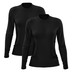 Kit 2 Camisetas Manga Longa Dry Lisa Treino Feminina - Foto 1