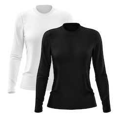 Kit 2 Camisetas Manga Longa Dry Lisa Treino Feminina - Foto 1