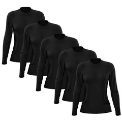 Kit 5 Camisetas Manga Longa Dry Lisa Treino Feminina - Foto 1
