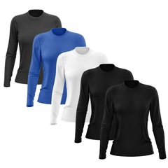 Kit 5 Camisetas Manga Longa Dry Lisa Treino Feminina - Foto 1