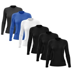 Kit 6 Camisetas Manga Longa Dry Lisa Treino Feminina - Foto 1