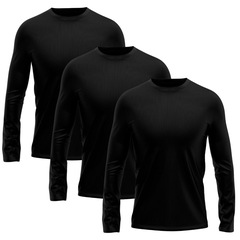 Kit 3 Camisetas Manga Longa Dry Lisa Treino Masculino - Foto 1