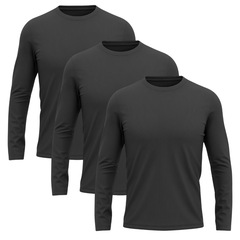 Kit 3 Camisetas Manga Longa Dry Lisa Treino Masculino - Foto 1