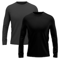 Kit 2 Camisetas Manga Longa Dry Lisa Treino Masculino - Foto 1