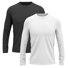Kit 2 Camisetas Manga Longa Dry Lisa Treino Masculino - Foto 1