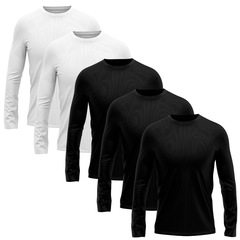 Kit 5 Camisetas Manga Longa Dry Lisa Treino Masculino - Foto 1