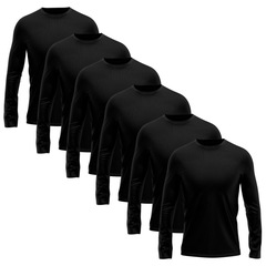 Kit 6 Camisetas Manga Longa Dry Lisa Treino Masculino - Foto 1