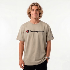 Camiseta Champion Logo Script INK | Dark Khaki - Masculina - Foto 1