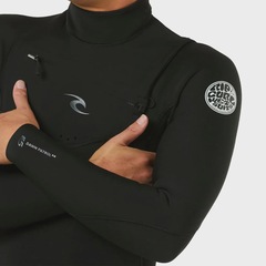 Long John Rip Curl Dawn Patrol Chest Zip Black Masculino  - 2/2mm - Foto 3