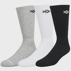 Kit com 3 Pares de Meia Cano Alto Converse Skate Black White Grey - Unissex - Foto 1