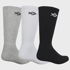 Kit com 3 Pares de Meia Cano Alto Converse Skate Black White Grey - Unissex - Foto 2