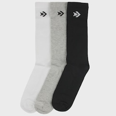 Kit com 3 Pares de Meia Cano Alto Converse Skate Black White Grey - Unissex - Foto 3