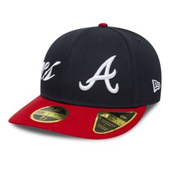 Bone New Era 59FIFTY Low Profile MLB Atlanta Braves Side Script Masculino - Foto 1