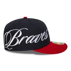 Bone New Era 59FIFTY Low Profile MLB Atlanta Braves Side Script Masculino - Foto 5