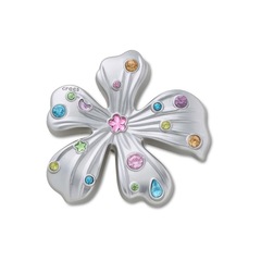 Jibbitz™ Flor Prateada Com Gemas Único - Unissex - Foto 1