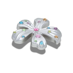 Jibbitz™ Flor Prateada Com Gemas Único - Unissex - Foto 2