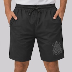 Bermuda Corinthians Logo Bordado All Black Masculina - Foto 1