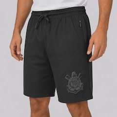 Bermuda Corinthians Logo Bordado All Black Masculina - Foto 2
