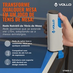Rede de Tênis Mesa Ping Pong Retrátil até 1,75m Vollo - Foto 2