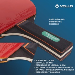 Raquete de Tênis de Mesa Ping Pong Impulse II Vollo Aprovada ITTF - Foto 8