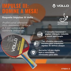 Raquete de Tênis de Mesa Ping Pong Impulse III Vollo Aprovada ITTF - Foto 7