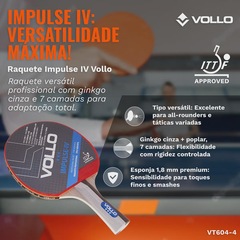 Raquete de Tênis de Mesa Ping Pong Impulse IV Vollo Aprovada ITTF - Foto 2