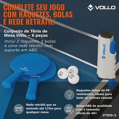 Kit Tênis de Mesa Ping Pong 2 Raquetes 3 Bolas e Rede Retrátil Vollo - Foto 4