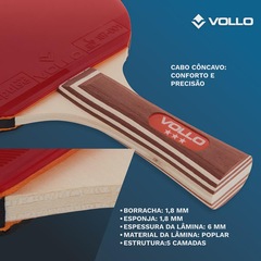 Kit Profissional Tênis de Mesa Ping Pong 2 Raquetes Impulse ITTF e 3 Bolas Vollo - Foto 6