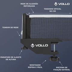 Kit de Rede e Suporte Profissional de Tênis de Mesa Ping Pong Vollo - Foto 8