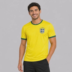 Camisa Brasil Canarinho Amarela FutFanatics Masculina - Foto 1