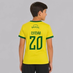 Camisa FutFanatics Brasil Canarinho 20 Estêvão Infantil - Foto 1