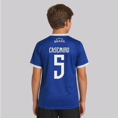Camisa FutFanatics Brasil Canarinho 5 Casemiro Infantil - Foto 1