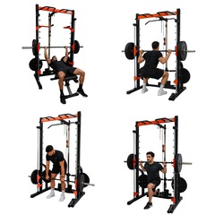 Half Rack Smith Barra Guiada Yangfit com Polias e Landmine - Foto 5